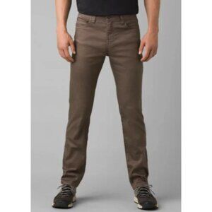 PrAna Bridger Jean Mud Mens 38/28 Slim Fit Straight Stretch 5 Pocket Denim NWT